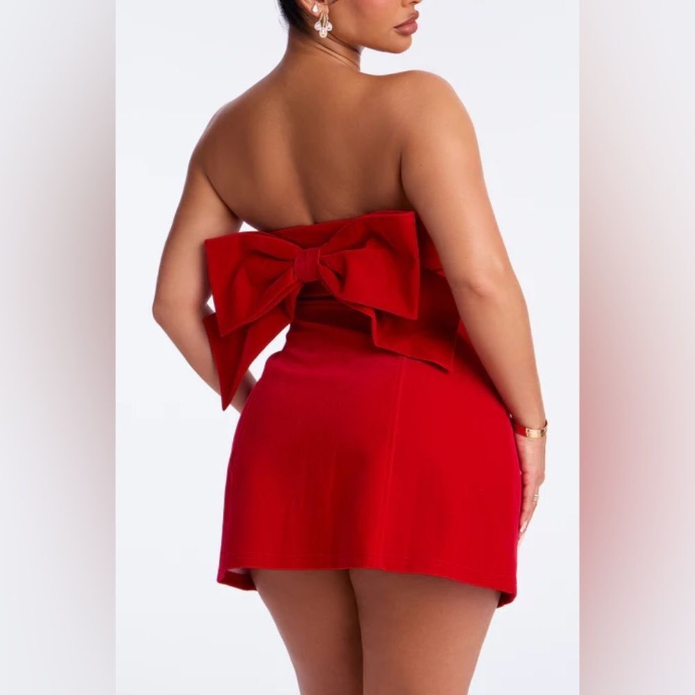 Claribel Velvet Mini Dress - Red